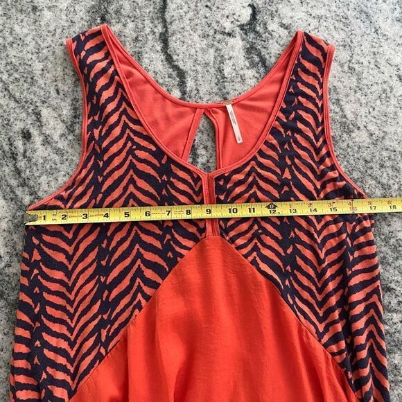 Free People Large Sleeveless Tank Swing Dress Red Orange Zebra Sleeveless - Picture 9 of 12